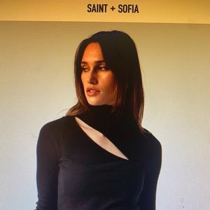 Saint + Sophia Roll Neck Reveal Black Turtle Neck Sexy Stretch